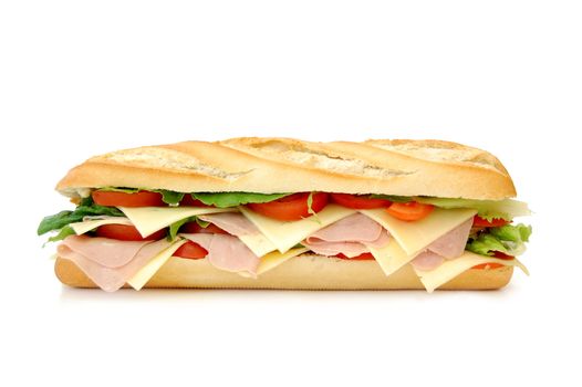 Large sub sandwich isolated on white