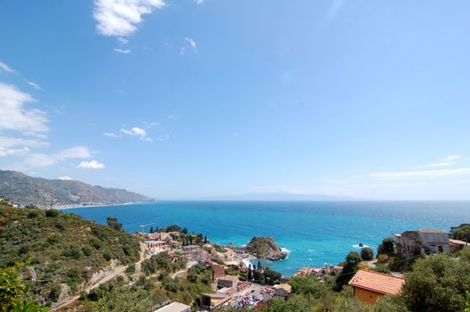 Wideangle view of taormina in Sicily 