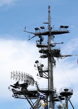 Radar system of the USS Midway in San Diego