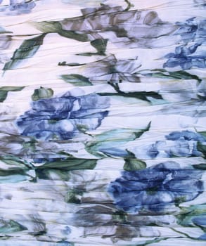 Water colour pattern from blue flowers on a fabric for background