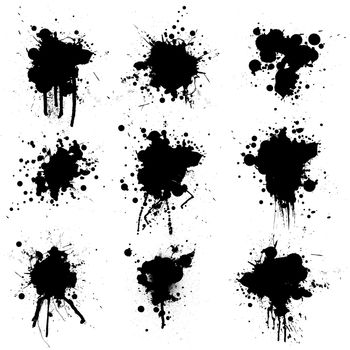 Illustrated ink bloat collection in black and white