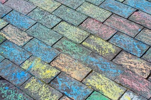 Colored brick walkway