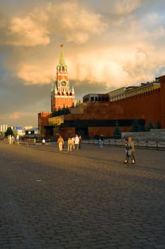 Kremlin, Red Square. Chiming clock. Moscow, Russia.