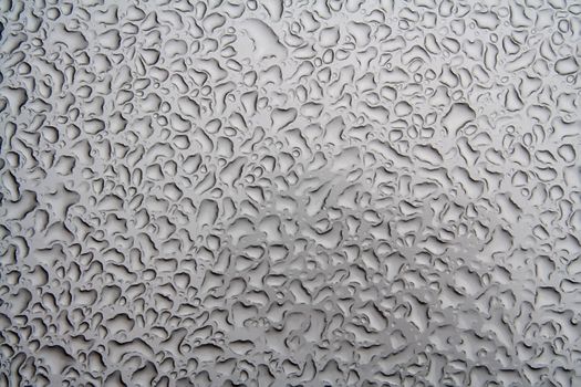 Water Droplets on a Steel Surface. Close-up