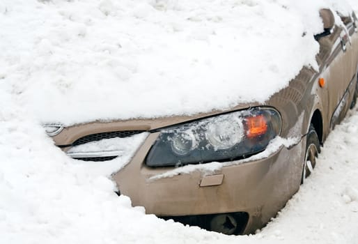 Car  in a Snow. Unhappy parking