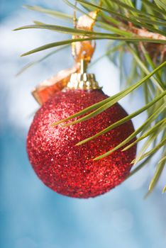 christmas tree decoration .red ball