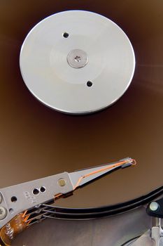 Close up of a old fixed disk drive (hard disk)