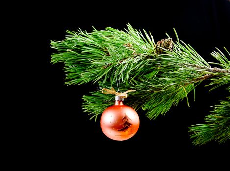 Christmas tree ornaments  on dark background 