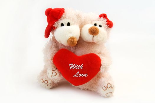 Toy pair and Red heart. Image may be useful for Valentine's.