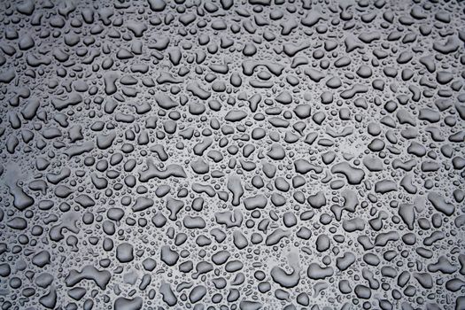 Water Droplets on a Steel Surface. Close-up