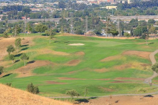 Scenic view of a big golf course.
