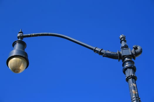 Close up of a light pole.
