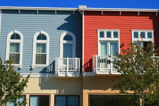 Close up of the modern buildings.
