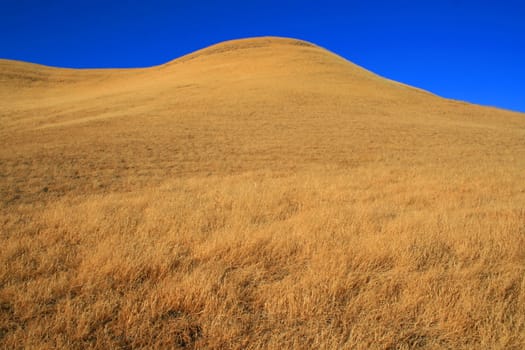 Tall mountain on a sunny day over blue sky.
