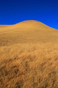 Tall mountain on a sunny day over blue sky.
