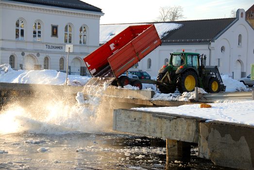 Driving snow away. Norwegian winter.
Larvik, Vestfold, Norway. - 2008.