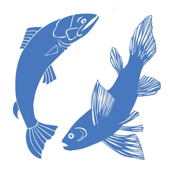 set of fish on white background