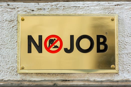 ROME, ITALY - JANUARY 27: Nojob SRL company door sign on January 27, 2013. The comapny makes apps for Android phones.