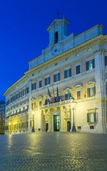 Entrance to Palazzo Montecitorio which houses Chamber of Deputies in Italian Republic government