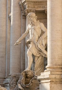 Details of statues in Trevi fountain in Rome Italy