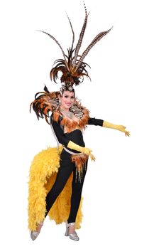 cabaret dancer isolated on a white background