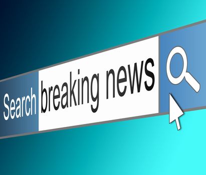 Illustration depicting a screen shot of an internet search bar containing a breaking news concept.