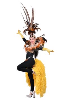 cabaret dancer isolated on a white background