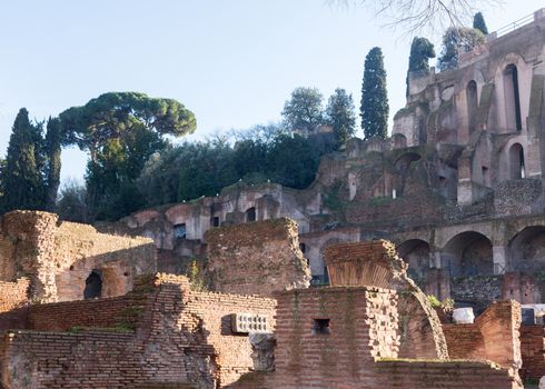 Details of remains and ruins in Ancient Rome Italy