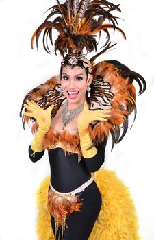 cabaret dancer isolated on a white background