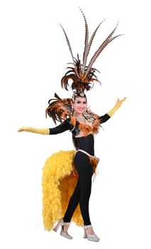 cabaret dancer isolated on a white background