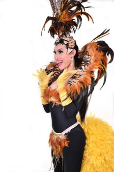 cabaret dancer isolated on a white background