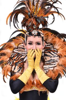 cabaret dancer isolated on a white background