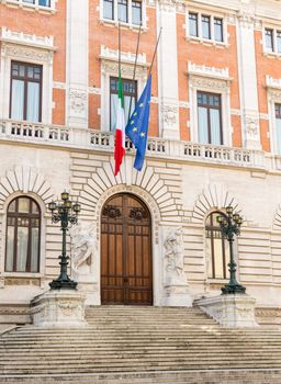 Entrance to Palazzo Montecitorio which houses Chamber of Deputies in Italian Republic government