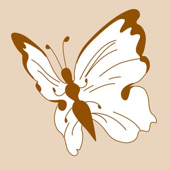 butterfly silhouette on yellow background, vector illustration