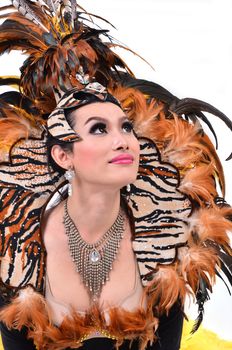 cabaret dancer isolated on a white background