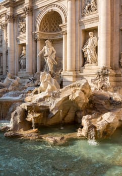 Details of statues in Trevi fountain in Rome Italy
