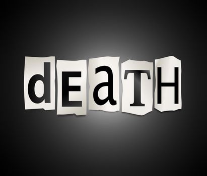 Illustration depicting cutout printed letters arranged to form the word death.
