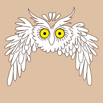 owl silhouette on yellow background, vector illustration