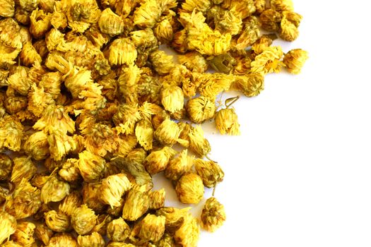 Dried Chrysanthemum Flowers on White Background