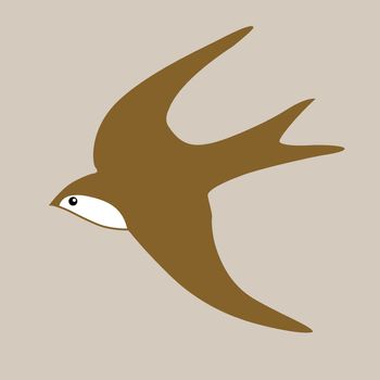 swallow silhouette on brown background, vector illustration
