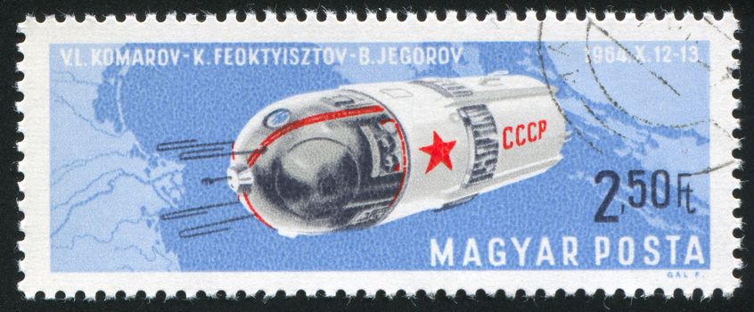 HUNGARY - CIRCA 1966: stamp printed by Hungary, shows Space craft, Voskhod, circa 1966