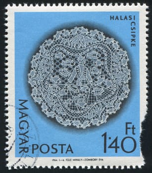 HUNGARY - CIRCA 1964: stamp printed by Hungary, shows Halas lace patterns, circa 1964
