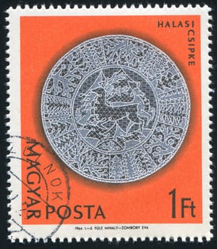 HUNGARY - CIRCA 1964: stamp printed by Hungary, shows Halas lace patterns, circa 1964