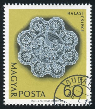 HUNGARY - CIRCA 1964: stamp printed by Hungary, shows Halas lace patterns, circa 1964