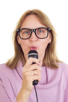 Beautiful woman with microphone