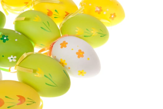 Painted Colorful Easter Eggs on white