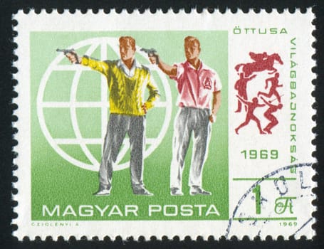 HUNGARY - CIRCA 1969: stamp printed by Hungary, shows shooting, circa 1969