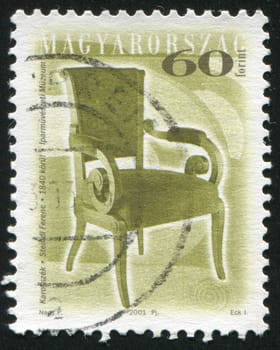 HUNGARY - CIRCA 2001: stamp printed by Hungary, shows antique chair, circa 2001