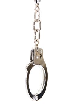 Handcuffs close up ,isolated in white
