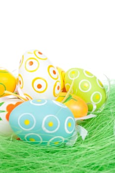Painted Colorful Easter Eggs on white